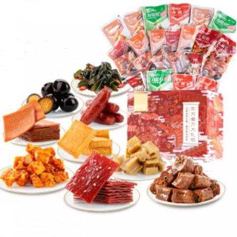 良品铺子 东方食力零食大礼包 猪肉脯鸭脖烤肠辣条豆干等30袋休闲零食肉干肉脯小吃...